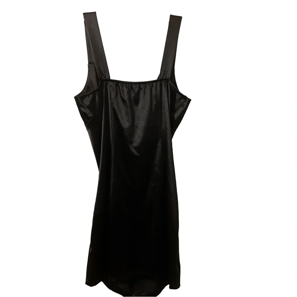 NASTY GAL Black Satin Ruched Bustier Hook And Eye Dress Size 6. - Picture 5 of 6